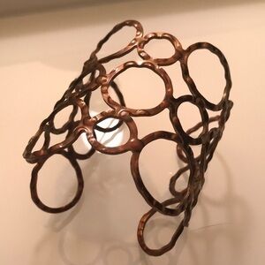 Bracelet gold to copper tone wrap cuff open wire design